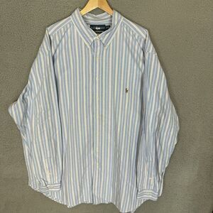 S Ralph Lauren Shirt Mens 3XLT Blue‎ Striped Long Sleeve Button Down Classic Fit